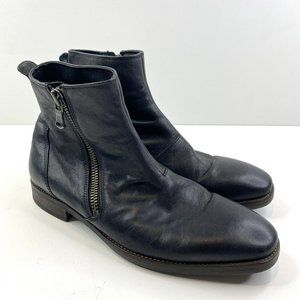 John Varvatos Star M Zip Boot Black Leather Ankle Side Zipper Mens Size 9.5